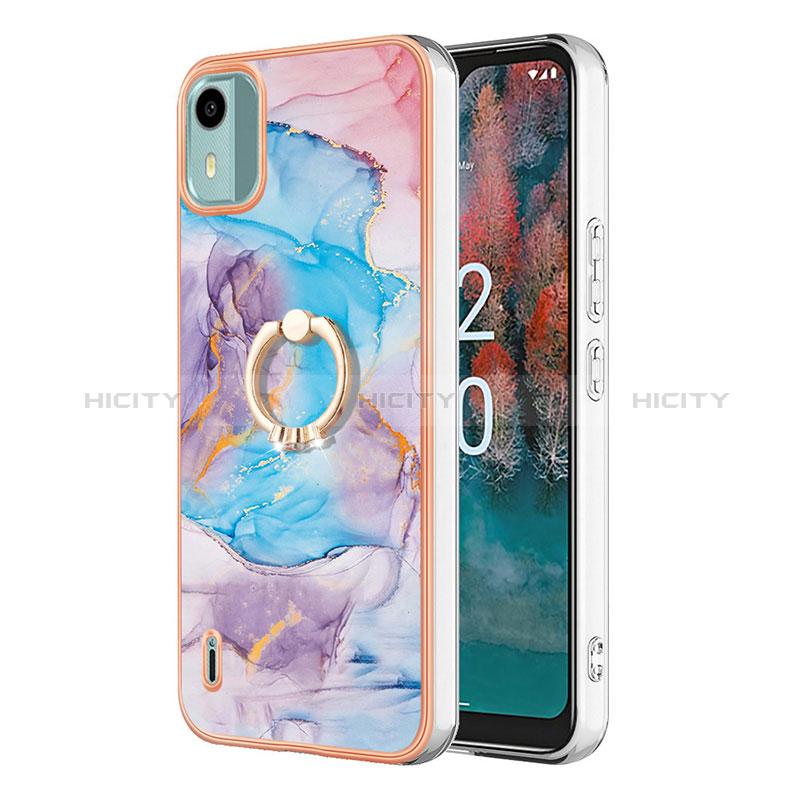 Coque Silicone Motif Fantaisie Souple Couleur Unie Etui Housse avec Support Bague Anneau YB3 pour Nokia C12 Plus