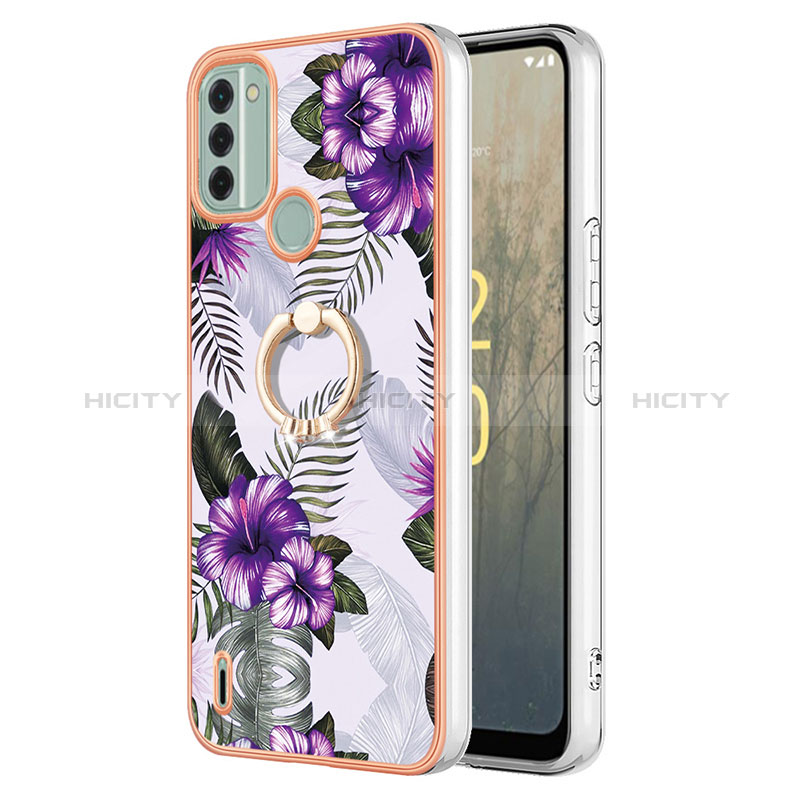 Coque Silicone Motif Fantaisie Souple Couleur Unie Etui Housse avec Support Bague Anneau YB3 pour Nokia C31 Plus