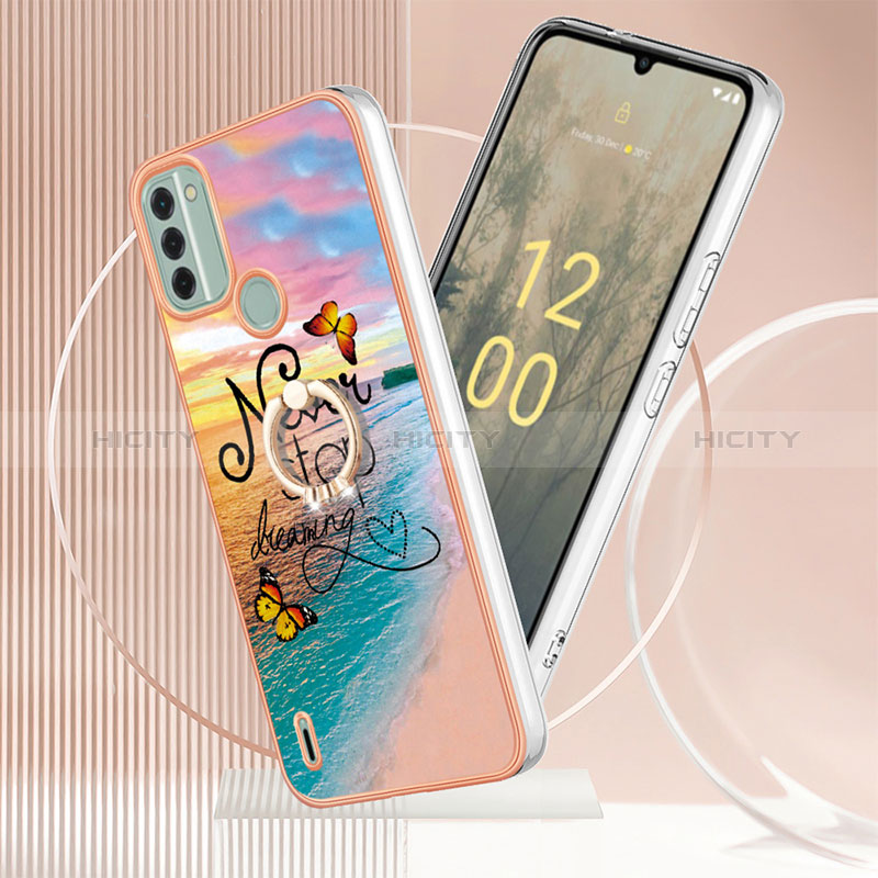 Coque Silicone Motif Fantaisie Souple Couleur Unie Etui Housse avec Support Bague Anneau YB3 pour Nokia C31 Plus