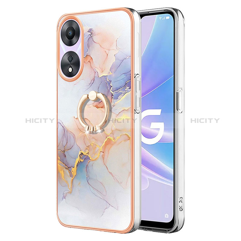 Coque Silicone Motif Fantaisie Souple Couleur Unie Etui Housse avec Support Bague Anneau YB3 pour Oppo A58 5G Plus