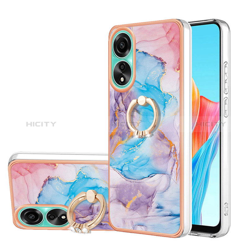 Coque Silicone Motif Fantaisie Souple Couleur Unie Etui Housse avec Support Bague Anneau YB3 pour Oppo A78 4G Plus