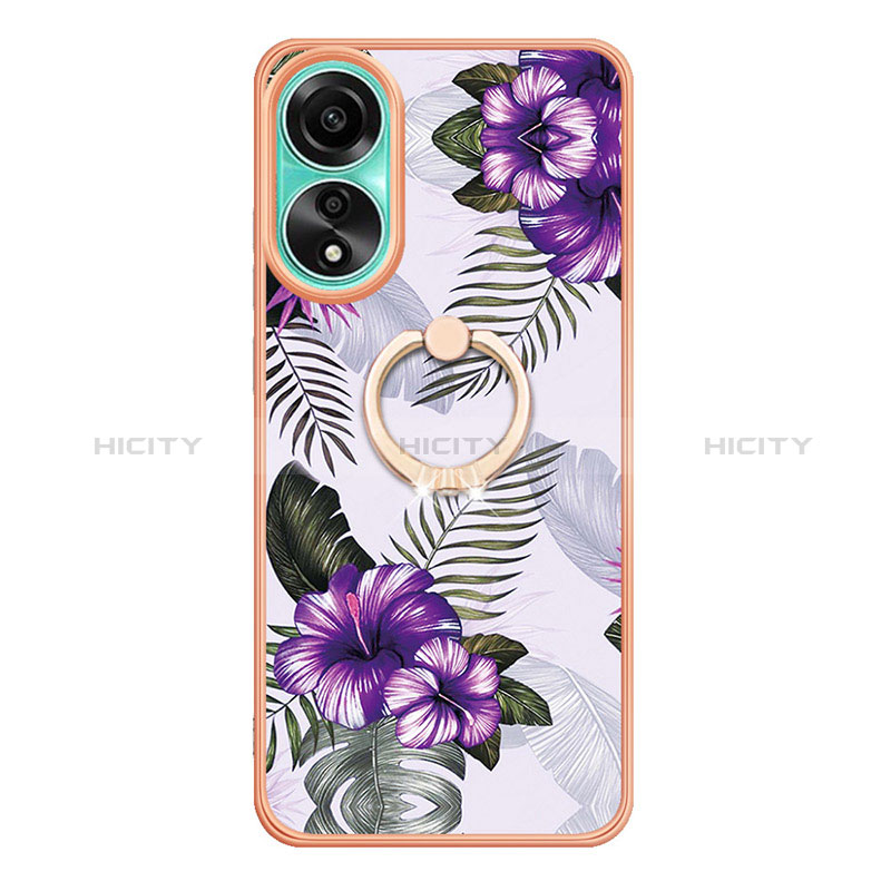 Coque Silicone Motif Fantaisie Souple Couleur Unie Etui Housse avec Support Bague Anneau YB3 pour Oppo A78 4G Plus