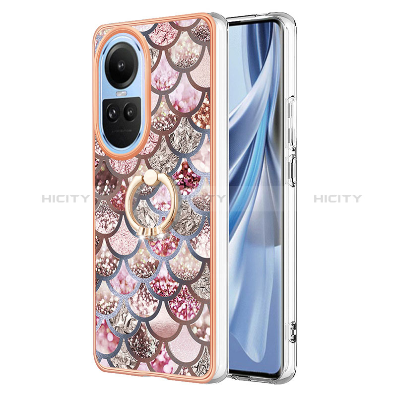 Coque Silicone Motif Fantaisie Souple Couleur Unie Etui Housse avec Support Bague Anneau YB3 pour Oppo Reno10 5G Plus