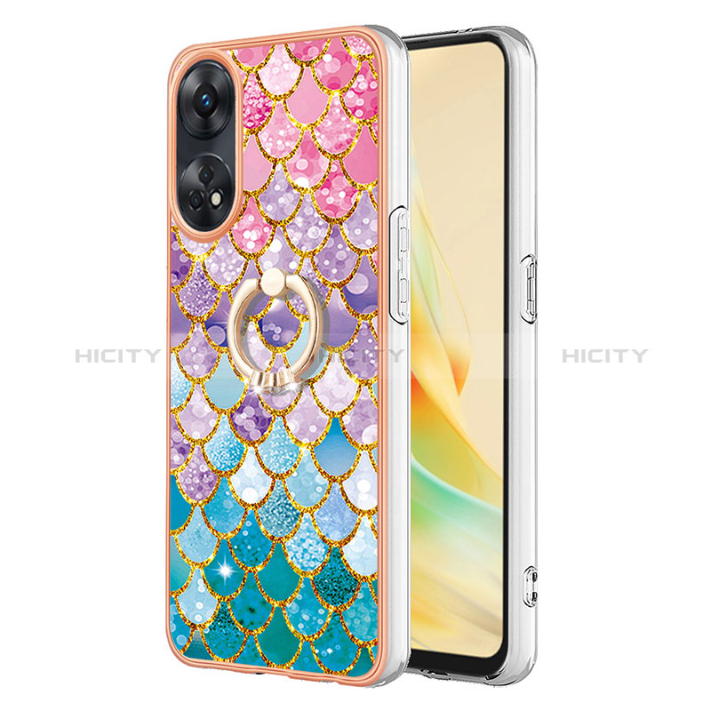 Coque Silicone Motif Fantaisie Souple Couleur Unie Etui Housse avec Support Bague Anneau YB3 pour Oppo Reno8 T 4G Colorful Plus