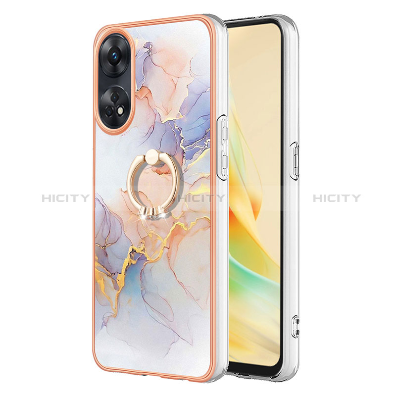 Coque Silicone Motif Fantaisie Souple Couleur Unie Etui Housse avec Support Bague Anneau YB3 pour Oppo Reno8 T 4G Plus