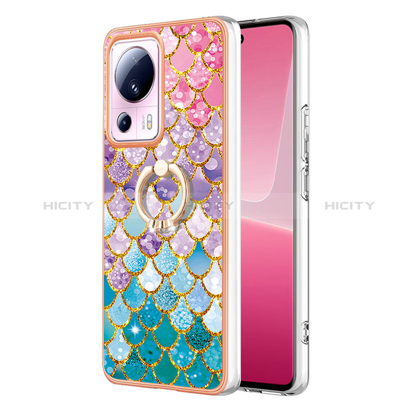 Coque Silicone Motif Fantaisie Souple Couleur Unie Etui Housse avec Support Bague Anneau YB3 pour Xiaomi Civi 2 5G Colorful Plus