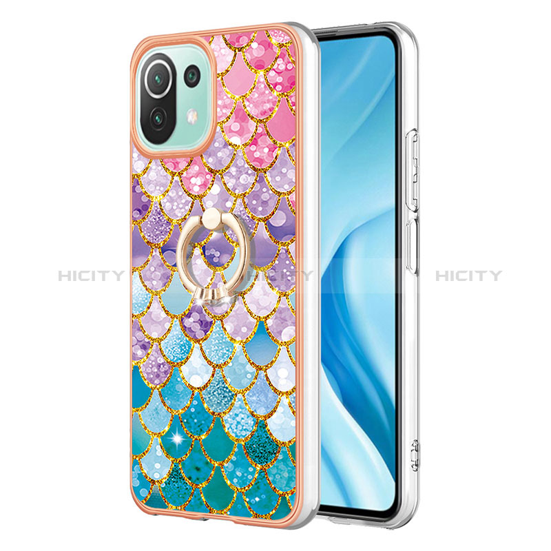 Coque Silicone Motif Fantaisie Souple Couleur Unie Etui Housse avec Support Bague Anneau YB3 pour Xiaomi Mi 11 Lite 5G NE Plus