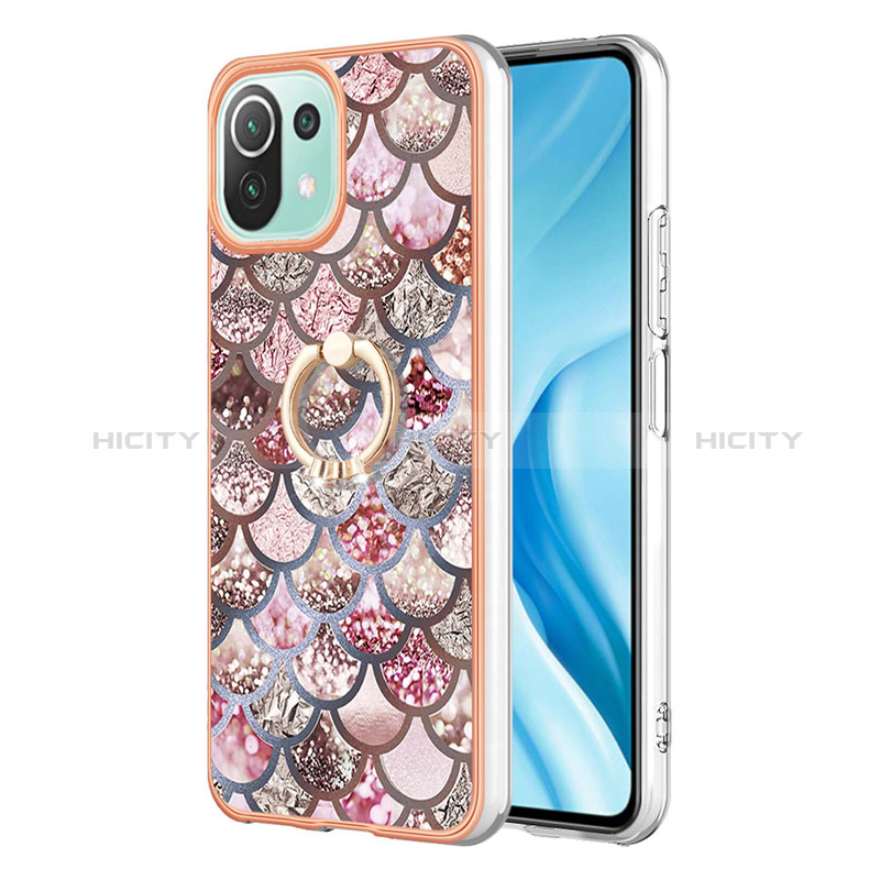 Coque Silicone Motif Fantaisie Souple Couleur Unie Etui Housse avec Support Bague Anneau YB3 pour Xiaomi Mi 11 Lite 5G NE Plus