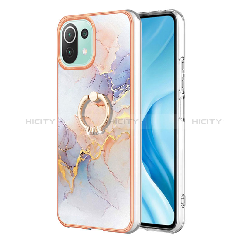 Coque Silicone Motif Fantaisie Souple Couleur Unie Etui Housse avec Support Bague Anneau YB3 pour Xiaomi Mi 11 Lite 5G NE Plus