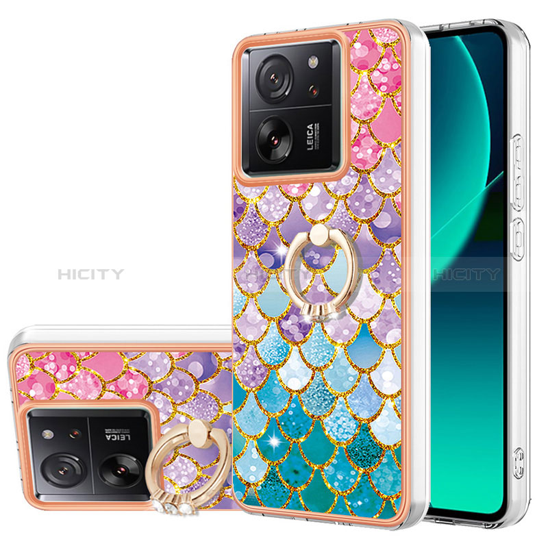 Coque Silicone Motif Fantaisie Souple Couleur Unie Etui Housse avec Support Bague Anneau YB3 pour Xiaomi Mi 13T 5G Plus