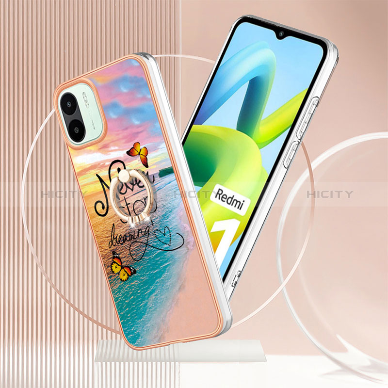 Coque Silicone Motif Fantaisie Souple Couleur Unie Etui Housse avec Support Bague Anneau YB3 pour Xiaomi Poco C50 Plus