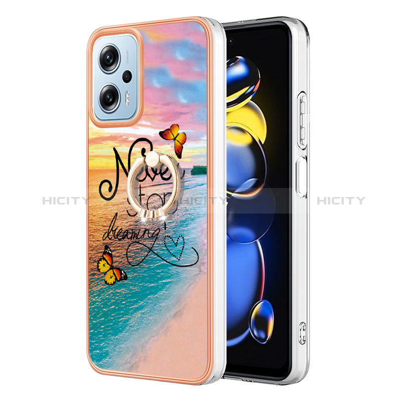 Coque Silicone Motif Fantaisie Souple Couleur Unie Etui Housse avec Support Bague Anneau YB3 pour Xiaomi Poco X4 GT 5G Mixte Plus