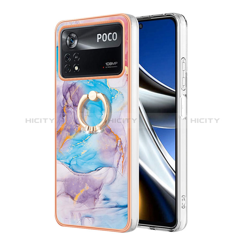 Coque Silicone Motif Fantaisie Souple Couleur Unie Etui Housse avec Support Bague Anneau YB3 pour Xiaomi Poco X4 Pro 5G Plus