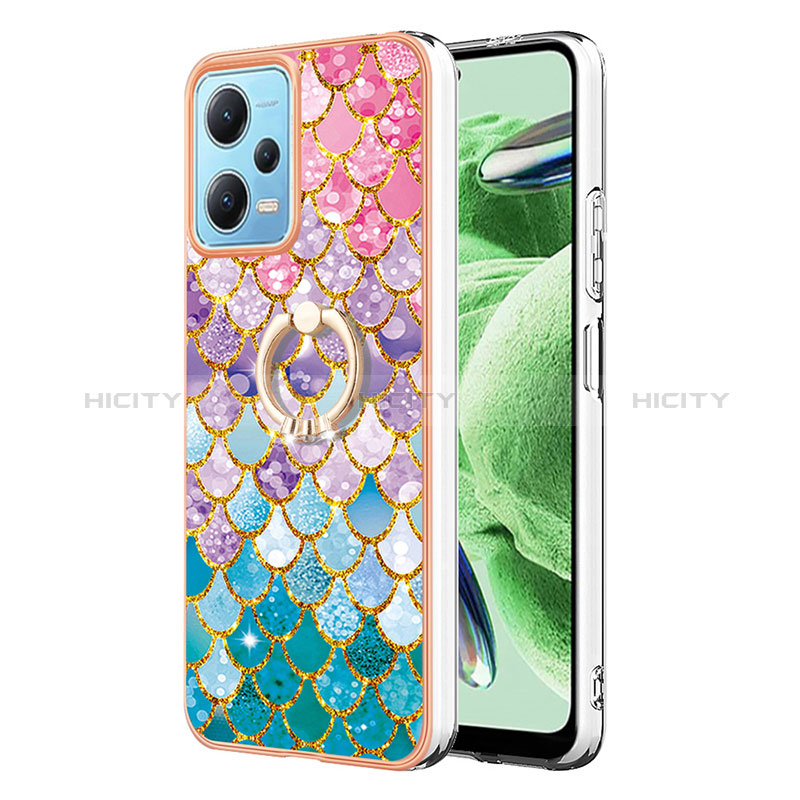 Coque Silicone Motif Fantaisie Souple Couleur Unie Etui Housse avec Support Bague Anneau YB3 pour Xiaomi Poco X5 5G Colorful Plus