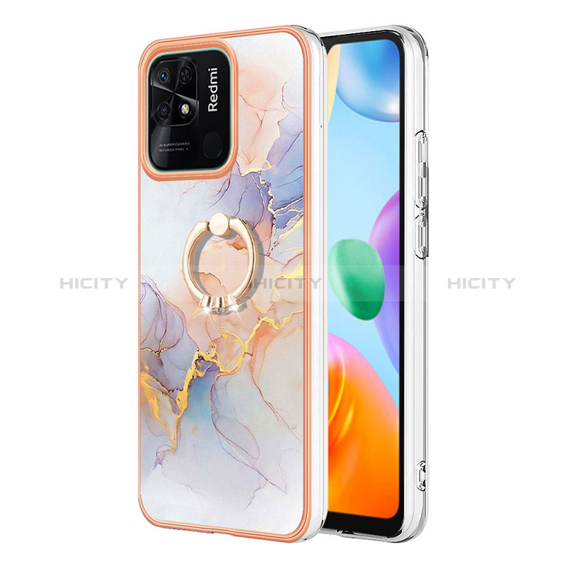 Coque Silicone Motif Fantaisie Souple Couleur Unie Etui Housse avec Support Bague Anneau YB3 pour Xiaomi Redmi 10C 4G Plus