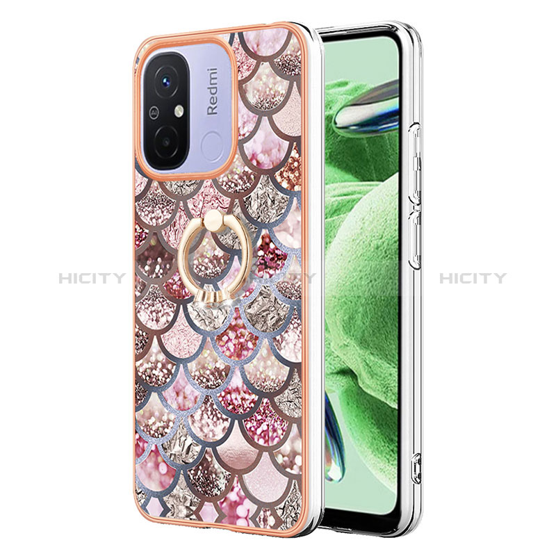 Coque Silicone Motif Fantaisie Souple Couleur Unie Etui Housse avec Support Bague Anneau YB3 pour Xiaomi Redmi 11A 4G Plus