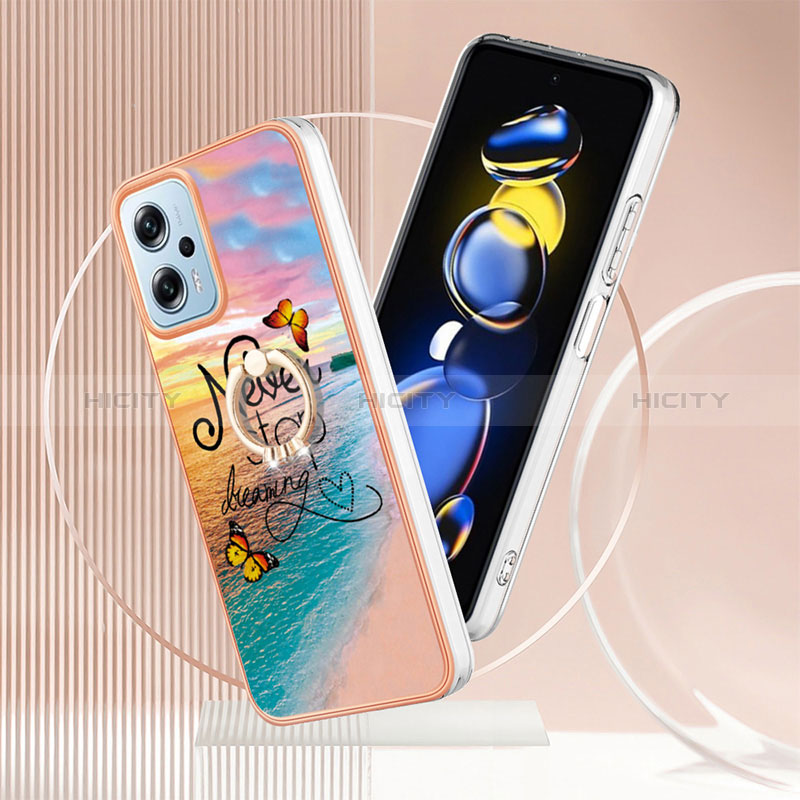 Coque Silicone Motif Fantaisie Souple Couleur Unie Etui Housse avec Support Bague Anneau YB3 pour Xiaomi Redmi K50i 5G Plus