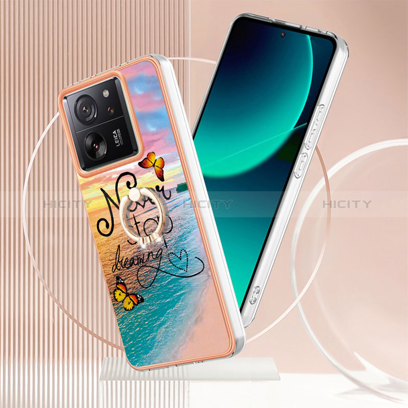 Coque Silicone Motif Fantaisie Souple Couleur Unie Etui Housse avec Support Bague Anneau YB3 pour Xiaomi Redmi K60 Ultra 5G Plus