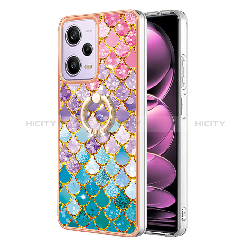 Coque Silicone Motif Fantaisie Souple Couleur Unie Etui Housse avec Support Bague Anneau YB3 pour Xiaomi Redmi Note 12 Pro 5G Plus