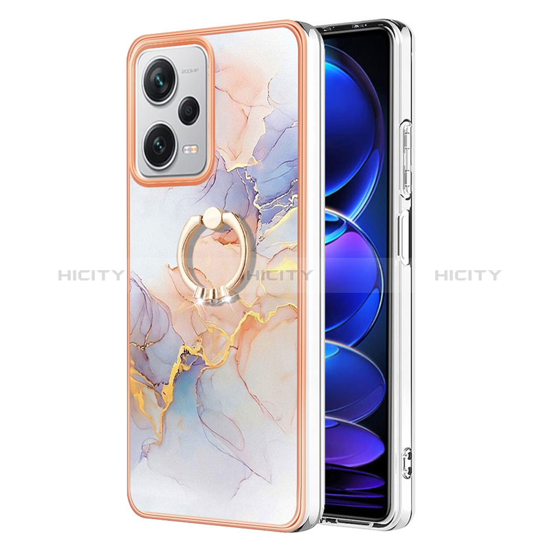 Coque Silicone Motif Fantaisie Souple Couleur Unie Etui Housse avec Support Bague Anneau YB3 pour Xiaomi Redmi Note 12 Pro+ Plus 5G Violet Clair Plus