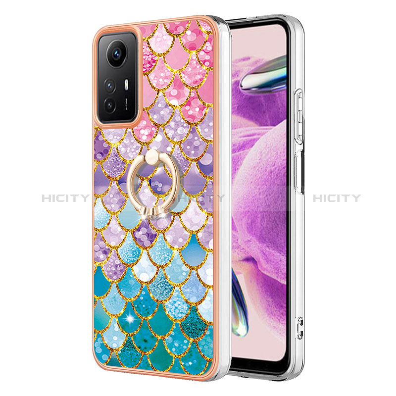 Coque Silicone Motif Fantaisie Souple Couleur Unie Etui Housse avec Support Bague Anneau YB3 pour Xiaomi Redmi Note 12S Plus