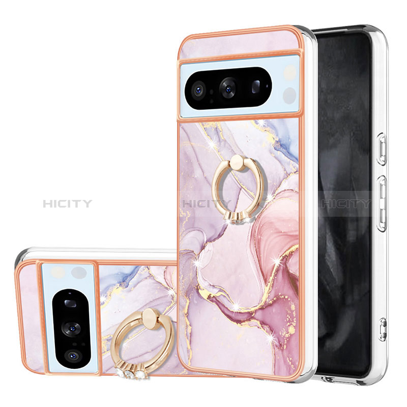 Coque Silicone Motif Fantaisie Souple Couleur Unie Etui Housse avec Support Bague Anneau YB5 pour Google Pixel 8 Pro 5G Plus