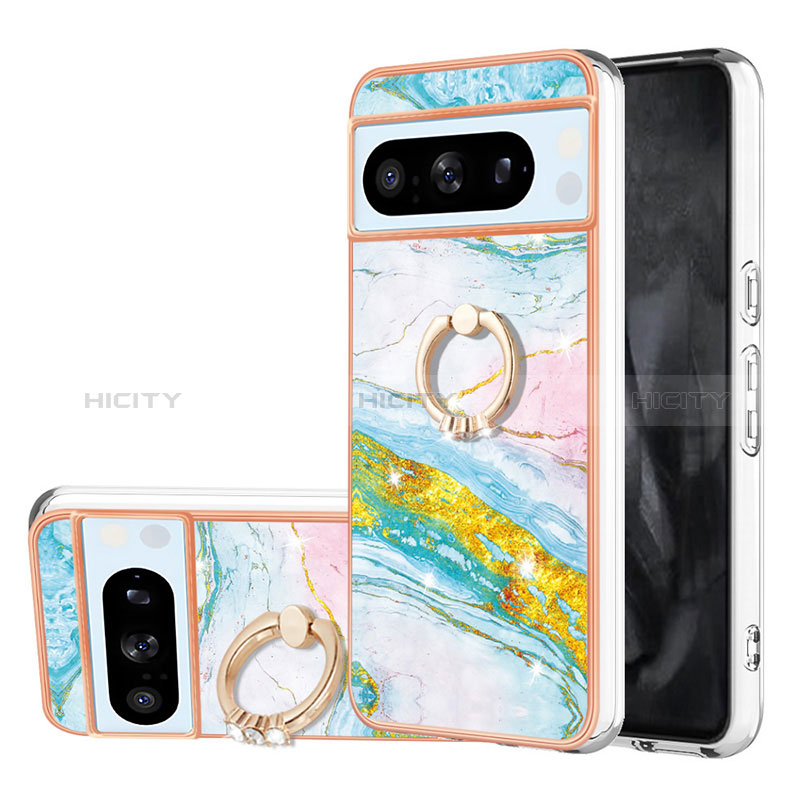 Coque Silicone Motif Fantaisie Souple Couleur Unie Etui Housse avec Support Bague Anneau YB5 pour Google Pixel 8 Pro 5G Plus