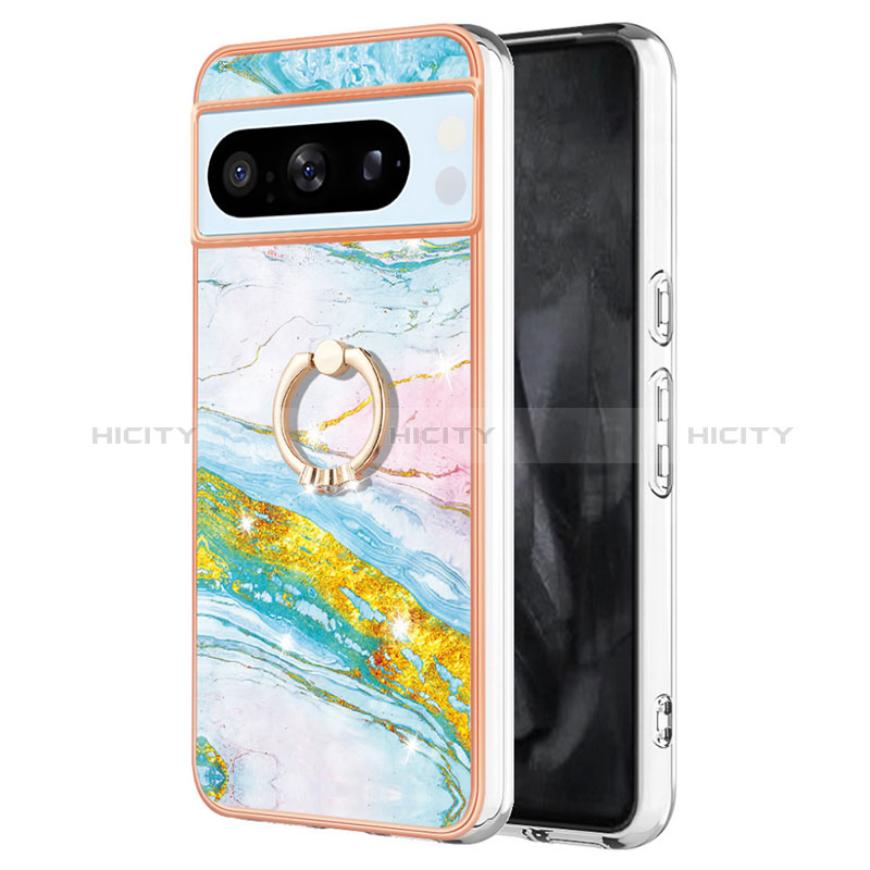 Coque Silicone Motif Fantaisie Souple Couleur Unie Etui Housse avec Support Bague Anneau YB5 pour Google Pixel 8 Pro 5G Plus