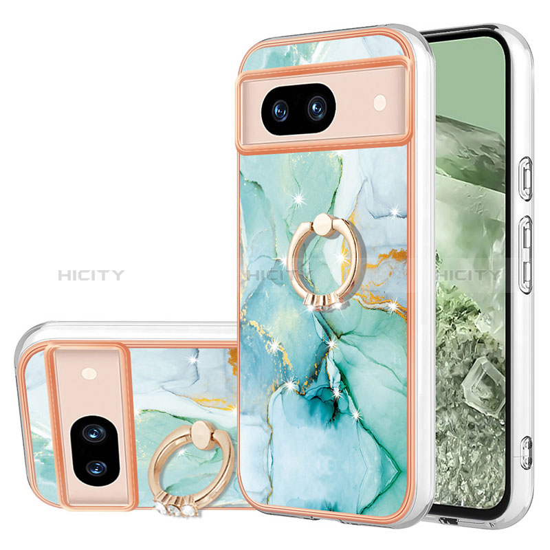 Coque Silicone Motif Fantaisie Souple Couleur Unie Etui Housse avec Support Bague Anneau YB5 pour Google Pixel 8a 5G Plus