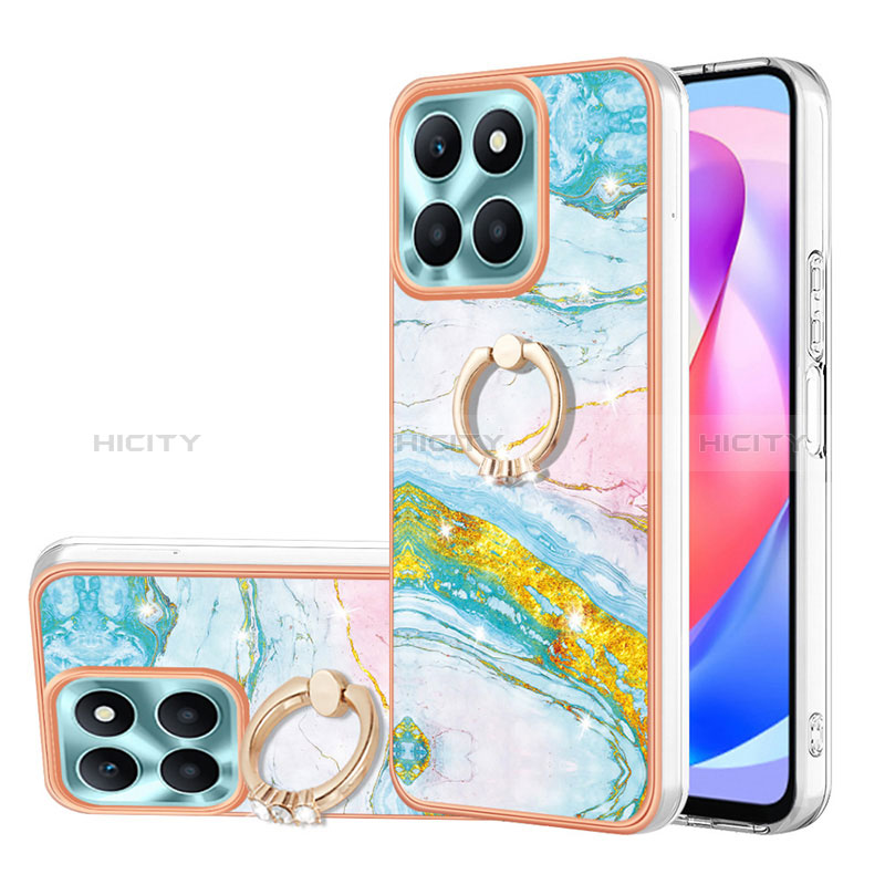 Coque Silicone Motif Fantaisie Souple Couleur Unie Etui Housse avec Support Bague Anneau YB5 pour Huawei Honor X6a Colorful Plus