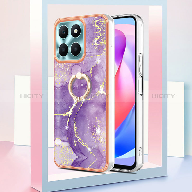 Coque Silicone Motif Fantaisie Souple Couleur Unie Etui Housse avec Support Bague Anneau YB5 pour Huawei Honor X6a Plus