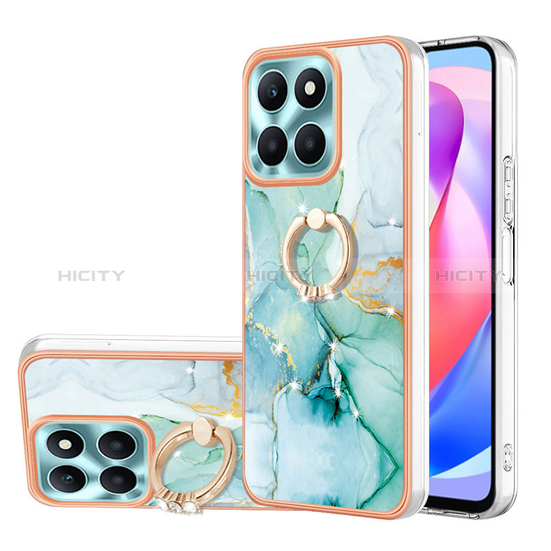 Coque Silicone Motif Fantaisie Souple Couleur Unie Etui Housse avec Support Bague Anneau YB5 pour Huawei Honor X6a Plus