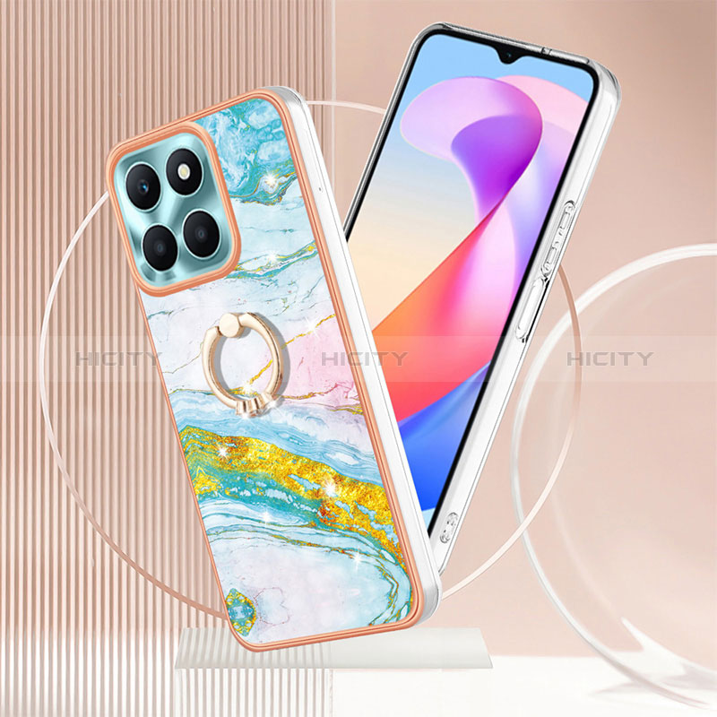 Coque Silicone Motif Fantaisie Souple Couleur Unie Etui Housse avec Support Bague Anneau YB5 pour Huawei Honor X6a Plus