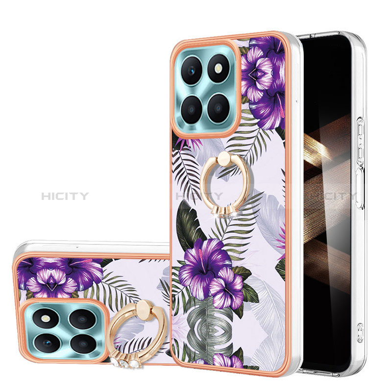 Coque Silicone Motif Fantaisie Souple Couleur Unie Etui Housse avec Support Bague Anneau YB5 pour Huawei Honor X8b Plus