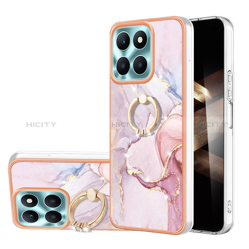 Coque Silicone Motif Fantaisie Souple Couleur Unie Etui Housse avec Support Bague Anneau YB5 pour Huawei Honor X8b Plus