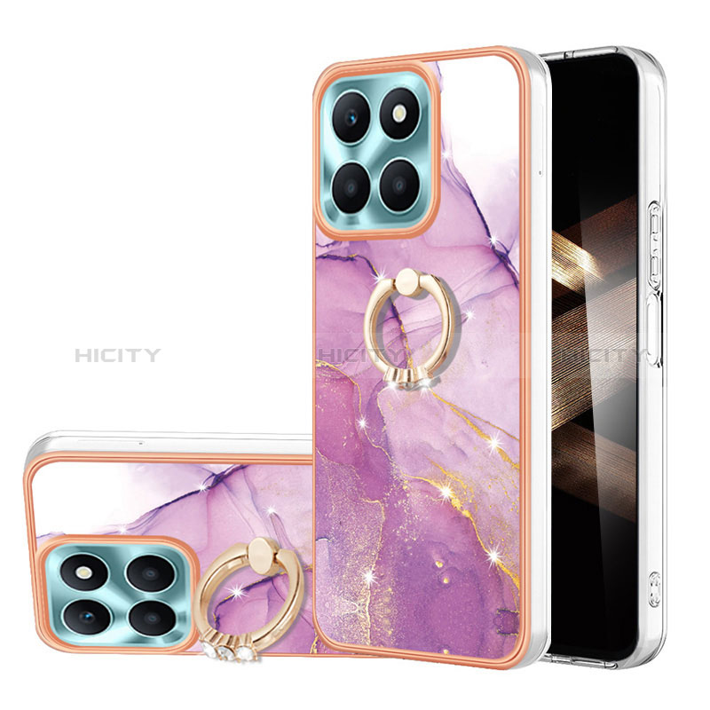 Coque Silicone Motif Fantaisie Souple Couleur Unie Etui Housse avec Support Bague Anneau YB5 pour Huawei Honor X8b Plus