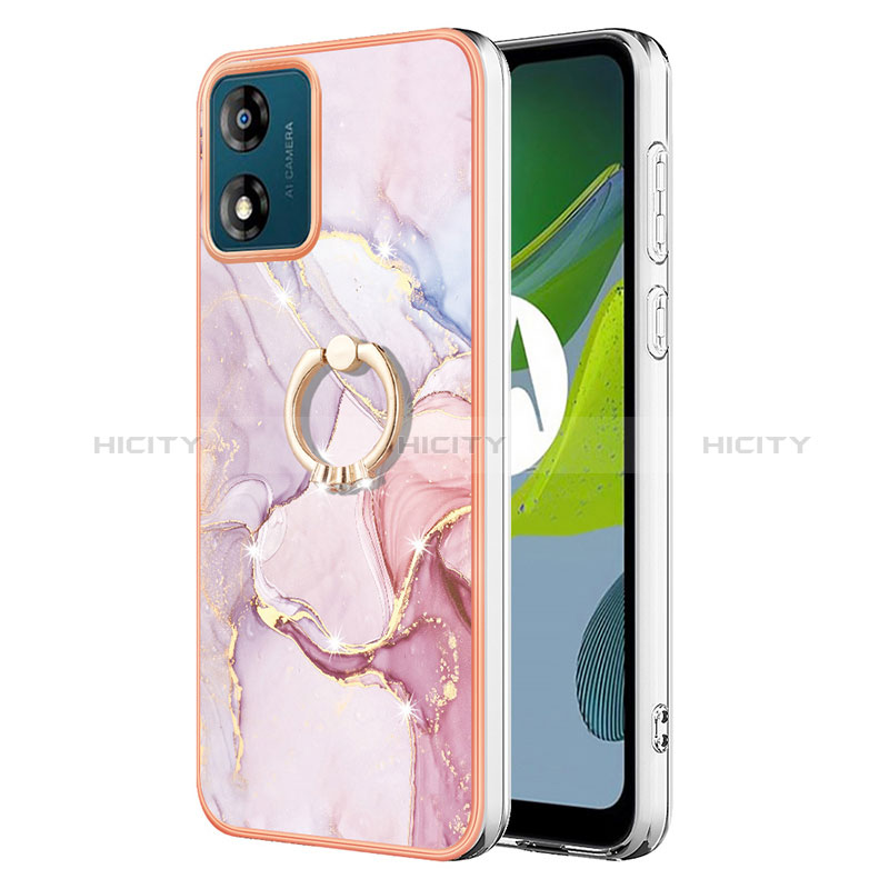 Coque Silicone Motif Fantaisie Souple Couleur Unie Etui Housse avec Support Bague Anneau YB5 pour Motorola Moto E13 Plus