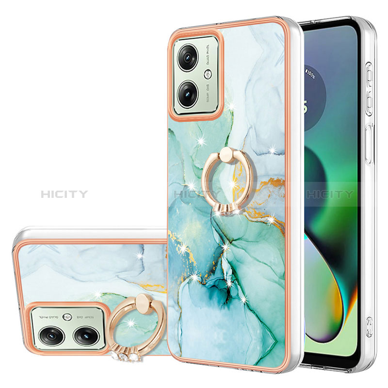 Coque Silicone Motif Fantaisie Souple Couleur Unie Etui Housse avec Support Bague Anneau YB5 pour Motorola Moto G54 5G Plus