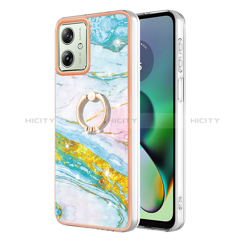 Coque Silicone Motif Fantaisie Souple Couleur Unie Etui Housse avec Support Bague Anneau YB5 pour Motorola Moto G54 5G Plus