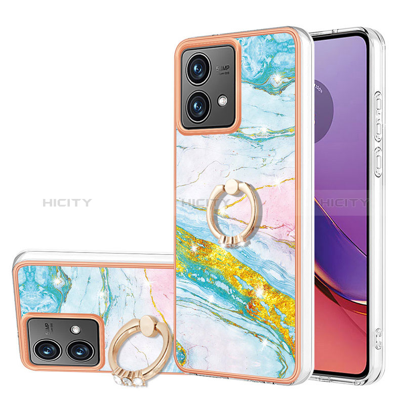 Coque Silicone Motif Fantaisie Souple Couleur Unie Etui Housse avec Support Bague Anneau YB5 pour Motorola Moto G84 5G Colorful Plus