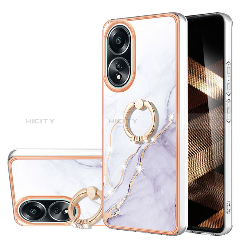 Coque Silicone Motif Fantaisie Souple Couleur Unie Etui Housse avec Support Bague Anneau YB5 pour Oppo A38 Plus