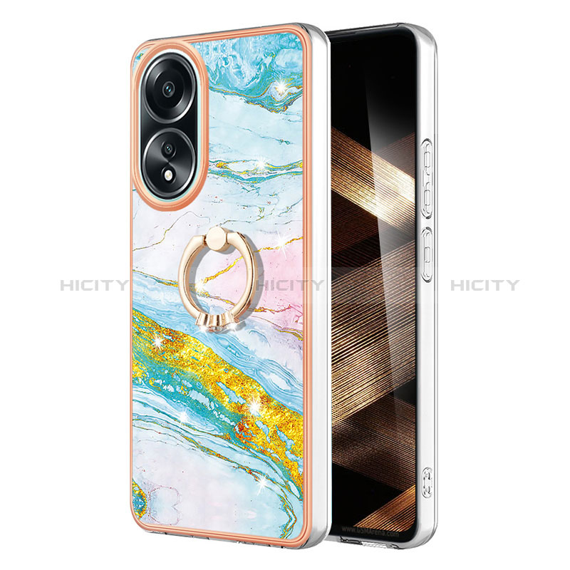 Coque Silicone Motif Fantaisie Souple Couleur Unie Etui Housse avec Support Bague Anneau YB5 pour Oppo A38 Plus