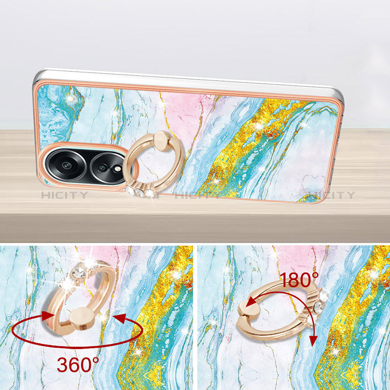 Coque Silicone Motif Fantaisie Souple Couleur Unie Etui Housse avec Support Bague Anneau YB5 pour Oppo A58 4G Plus