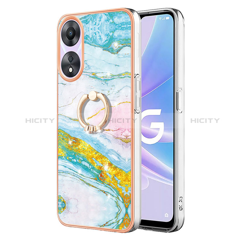 Coque Silicone Motif Fantaisie Souple Couleur Unie Etui Housse avec Support Bague Anneau YB5 pour Oppo A58 5G Plus