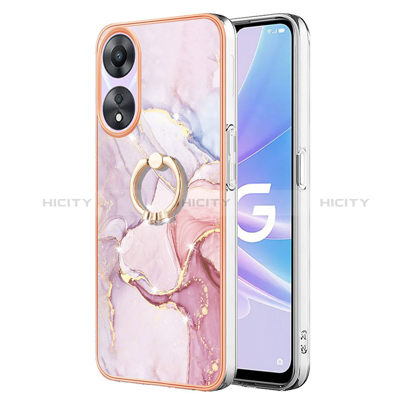 Coque Silicone Motif Fantaisie Souple Couleur Unie Etui Housse avec Support Bague Anneau YB5 pour Oppo A58 5G Violet Clair Plus