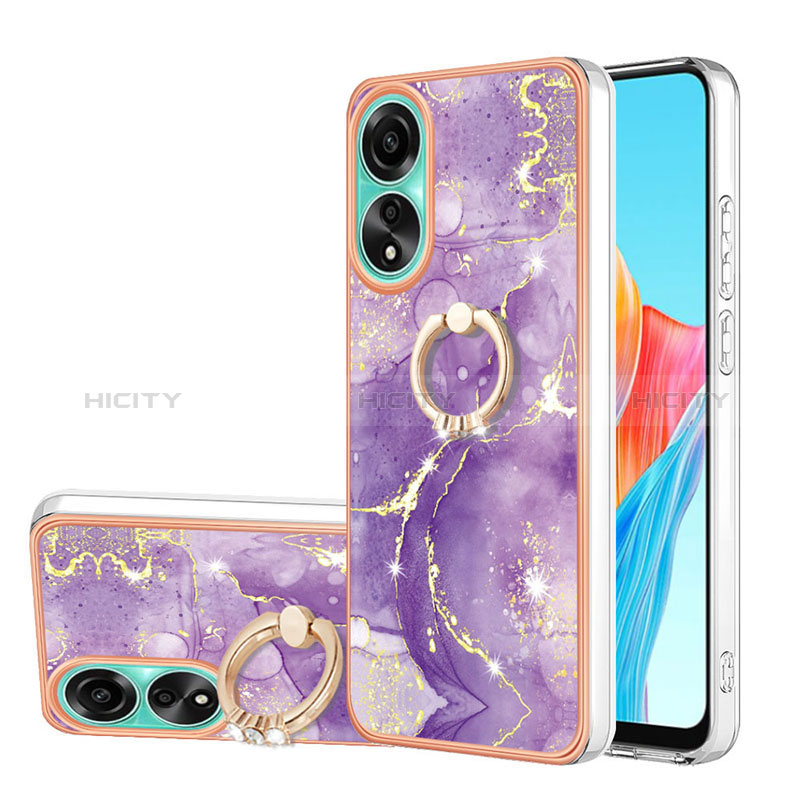 Coque Silicone Motif Fantaisie Souple Couleur Unie Etui Housse avec Support Bague Anneau YB5 pour Oppo A78 4G Plus