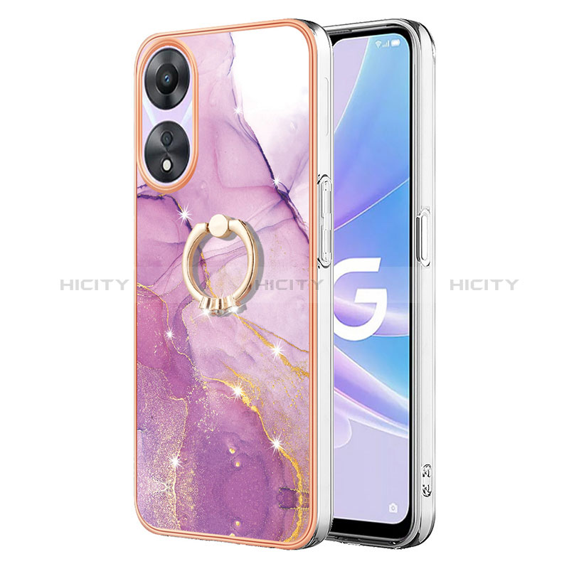 Coque Silicone Motif Fantaisie Souple Couleur Unie Etui Housse avec Support Bague Anneau YB5 pour Oppo A78 5G Plus