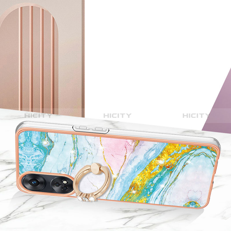 Coque Silicone Motif Fantaisie Souple Couleur Unie Etui Housse avec Support Bague Anneau YB5 pour Oppo Reno8 T 4G Plus