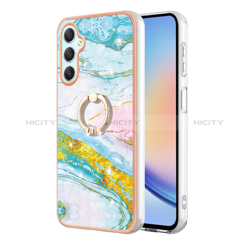 Coque Silicone Motif Fantaisie Souple Couleur Unie Etui Housse avec Support Bague Anneau YB5 pour Samsung Galaxy A25 5G Colorful Plus