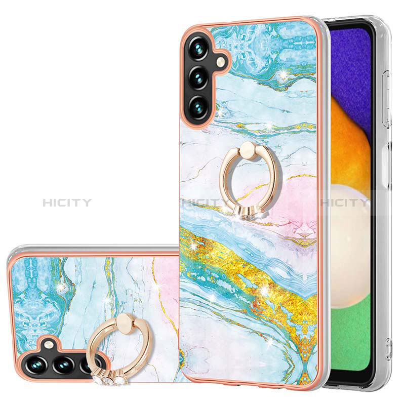 Coque Silicone Motif Fantaisie Souple Couleur Unie Etui Housse avec Support Bague Anneau YB5 pour Samsung Galaxy A34 5G Plus